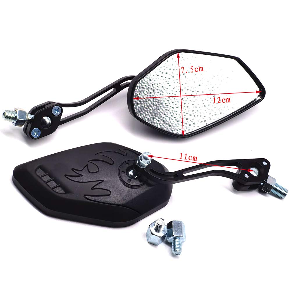 ZSADZS 2pcs/set Universal Motorcycle Rearview Mirror Bike 360 Degree Rotating Motorcycle Bike Scooter Side Mirror 8/10mm (Black)