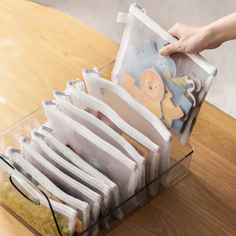 Úložná taška na hračky Stavebnice Puzzle Dílčí balení Taška Dětské Malé částice zip Průhledná povrchová úprava Úložná krabička