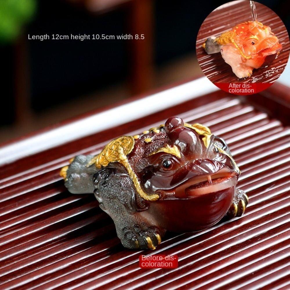 Resin Color Changing Tea Pet Gold Raise Golden Toad Cute Lucky Water Tea Pet  Tea Table Decoration
