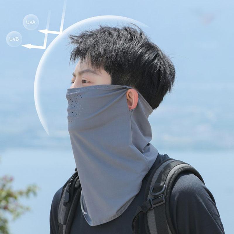 Ice Silk Sunscreen Face Mask With Ear Hooks - Unisex Summer Cycling Face Cover, Breathable Uv Shield For Face And Neck