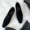 Sheepskin Version~ Retro Suede Small Square Head Thin Heel Cat Heel Deep Mouth Loafers Single Shoes Women's Shoes Commuter Shoes High Heels