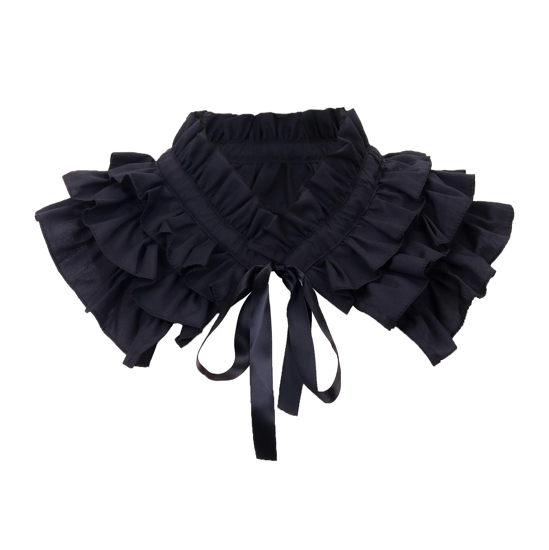 

Винтажный воротник-оборка с рюшами, женский французский воротник-стойка, плиссированный многофункциональный фальшивый воротник-оборка, декоративная шаль чёрный