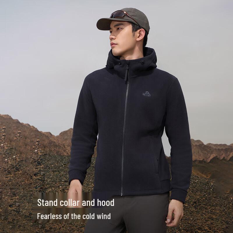 PELLIOT Men's Outdoor Windproof Warm Hooded Fleece Jacket