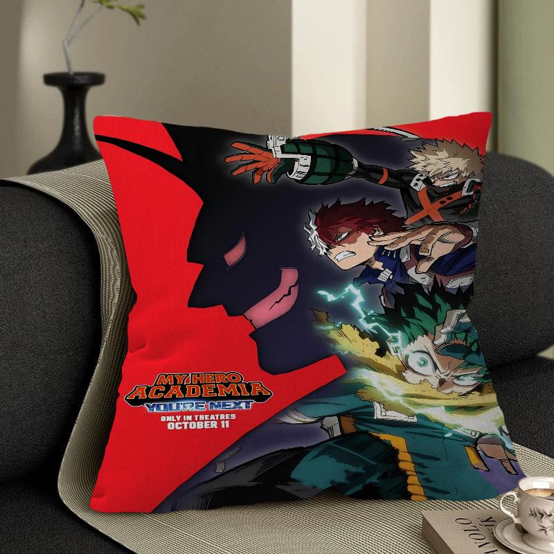 My Hero Academia Pillow Covers Cartoon Sofa Decorative Home Double-sided Printing Short Plush Cute Cushion Cover