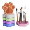 2-in-1 Makeup Brush Holder Silicone Textured Makeup Brush Cleaning Mat with Drying Holder