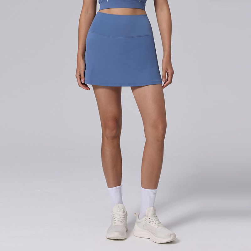 

High Waist Tennis Skirt Anti-exposure Outdoor Fitness Short dress Fake Two-Piece Sports White Skirt Running Sun Protection Oasis Blue XXL