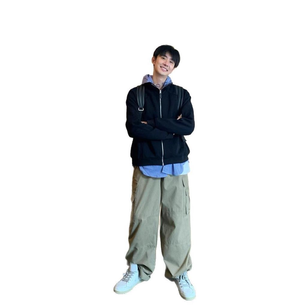 Splicing Silhouette Stand-up Neck Sweater Jacket Men's and Women's Short Casual Zipper Top