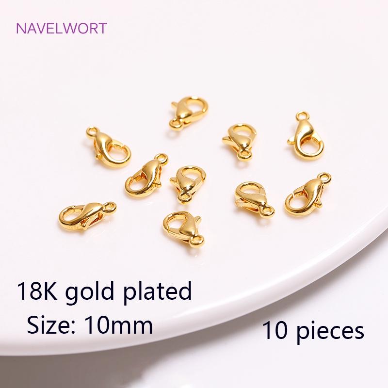18K Gold Plated Lobster Clasps Spring Clasps End Tip Covers Crimp Beads Covers Wire Protectors DIY Jewelry Making Accessories