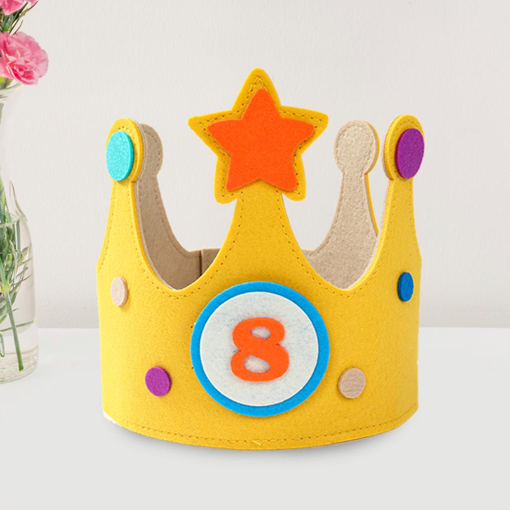 1 Set Filz-Geburtstagskrone Langlebig Kreativ Austauschbare Zahlen Krone Verstellbare Größe Jungen Mädchen Geburtstagsparty Dekorationszubehör