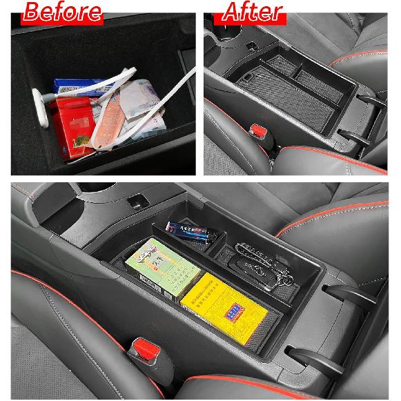 smabee Center Console Organizer for 2024 2025 Hyundai Sonata N-line Hybrid Accessories Interior Armrest Storage Box ABS Hidden Storage Tray Insert