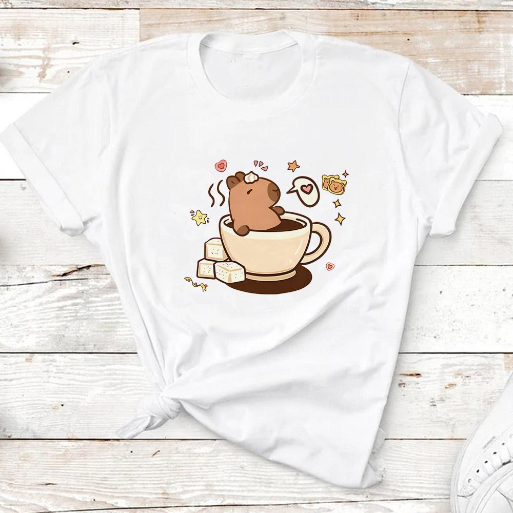 Kids Basic T-shirt Women Men Capybara Tees 3-10Years Children Short Sleeved Clothes Boys Girls Capibara Birthday Gifts