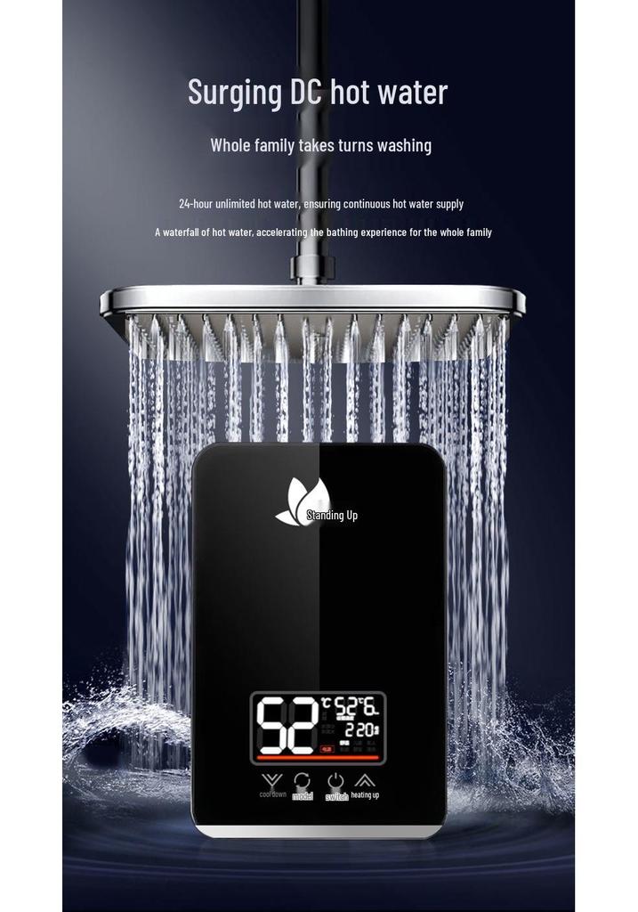 Vertical Electric Tankless Water Heater for Home, Shower, Small Bathroom, or Rural Rental Properties.