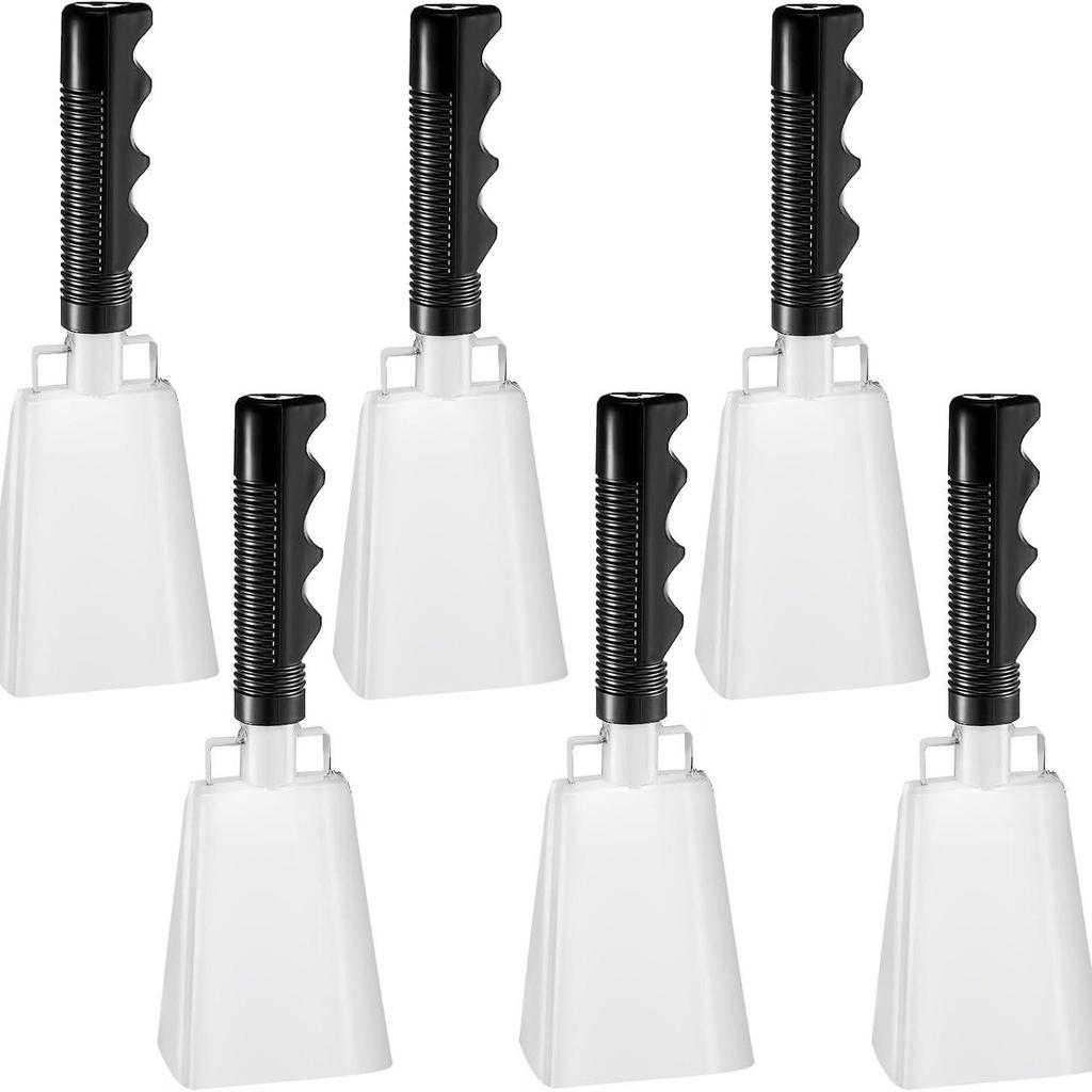 9-Zoll handgekurbelte Kuhglocke für grenzüberschreitende Wettkämpfe und Anfeuern – 8 Zoll lange Handhabe, quadratisches Design