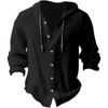 Spring and Summer Men's Hooded T-shirt Solid Color Cotton Linen Men's Casual Long Sleeved Top