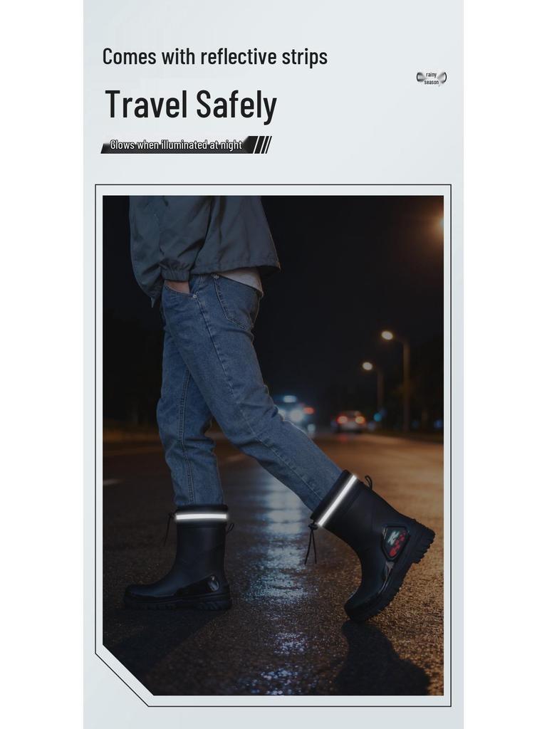 Men's Warm Non-Slip Durable Rain Boots for Food Delivery, Fishing, and Gardening