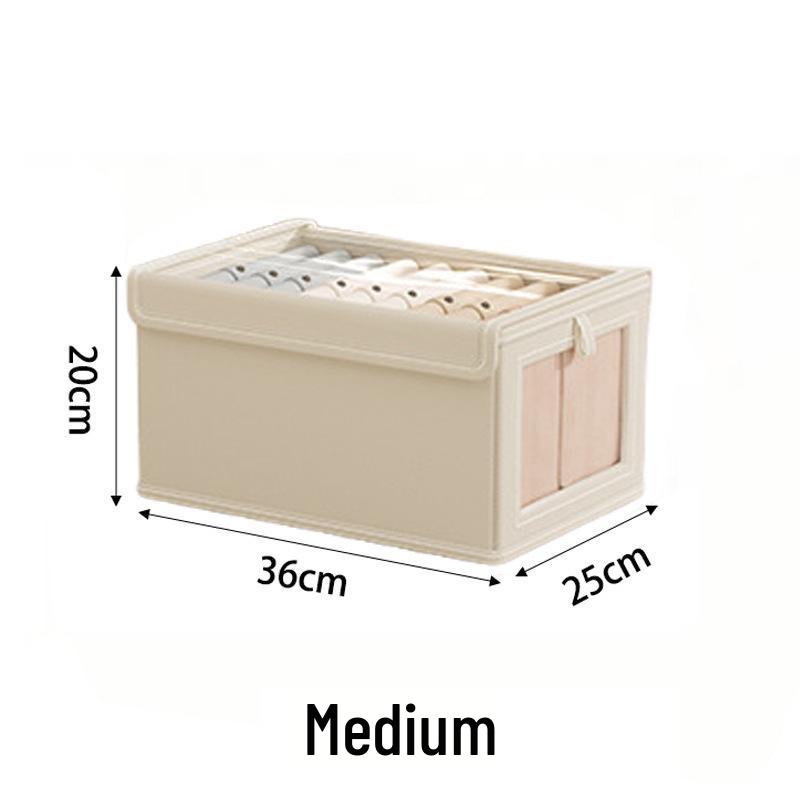 Cotton Linen Wardrobe Organizer Box with Mesh Visibility