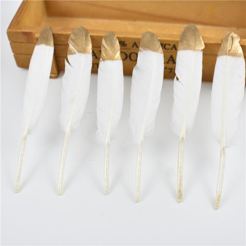 10Pcs/Lot Silver Gold Duck Feathers For Decoration Goose Feather Craft Black White Jewelry Creation Handicraft Accessories Decor