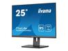 Ecran IIYAMA 25'' IPS 4ms 16:10 1920x1200 VGA HDMI DisplayPort HUB USB (2x2.0) 15cm pied réglable en hauteur Pivot / XUB2595WSU-B5