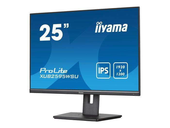 Ecran IIYAMA 25'' IPS 4ms 16:10 1920x1200 VGA HDMI DisplayPort HUB USB (2x2.0) 15cm pied réglable en hauteur Pivot / XUB2595WSU-B5