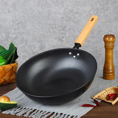 San Shu San Shen New Chinese Style Non-Coated Wok with Glass Lid