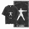 Retro Unique Graphic Printed Washed Distressed Big Size Black Cotton Unisexs Streetwear TShirt G