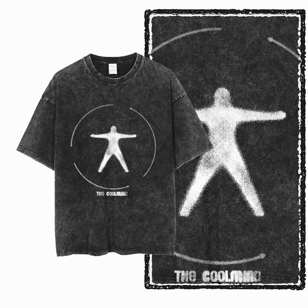

Retro Unique Graphic Printed Washed Distressed Big Size Black Cotton Unisexs Streetwear TShirt G S