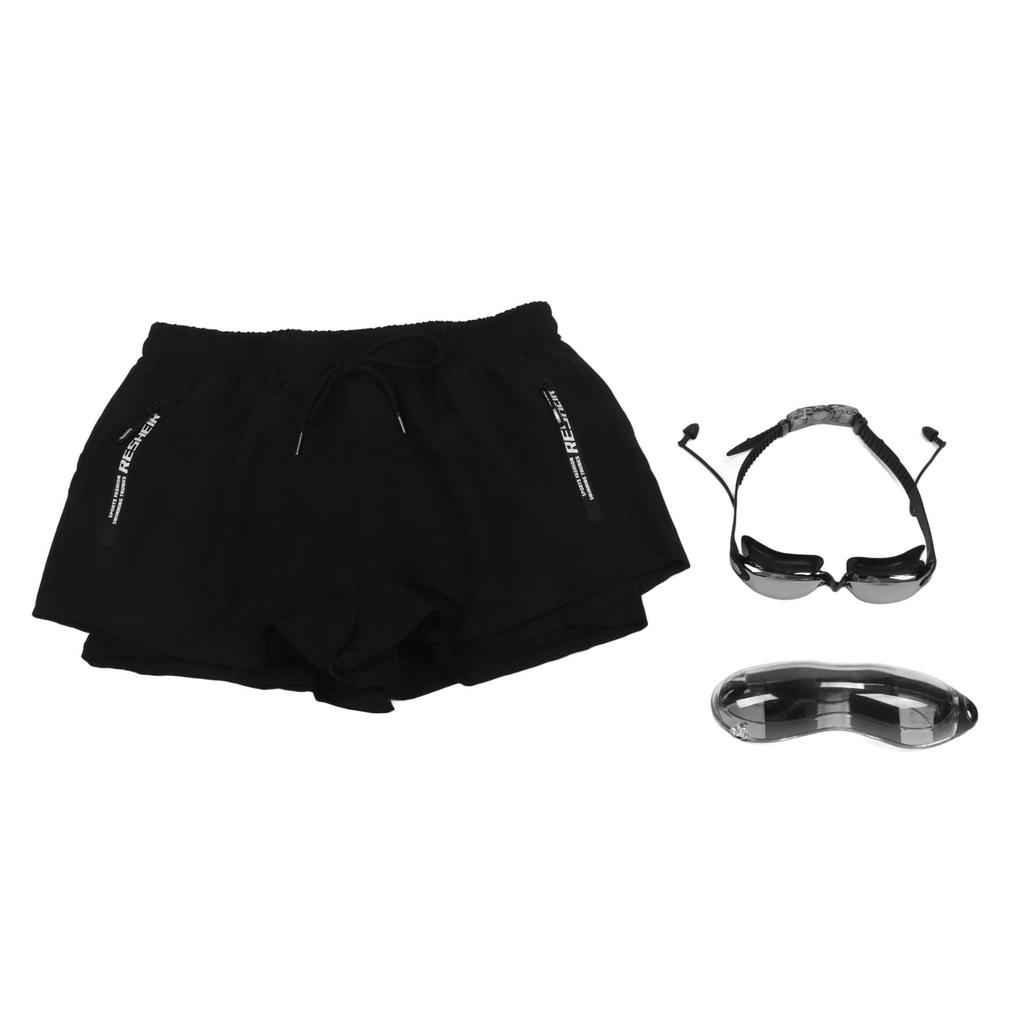 Men Swimming Shorts Swimming Goggles Storage Case Set Male Swimming Accessories Kit XXL 65 75kg