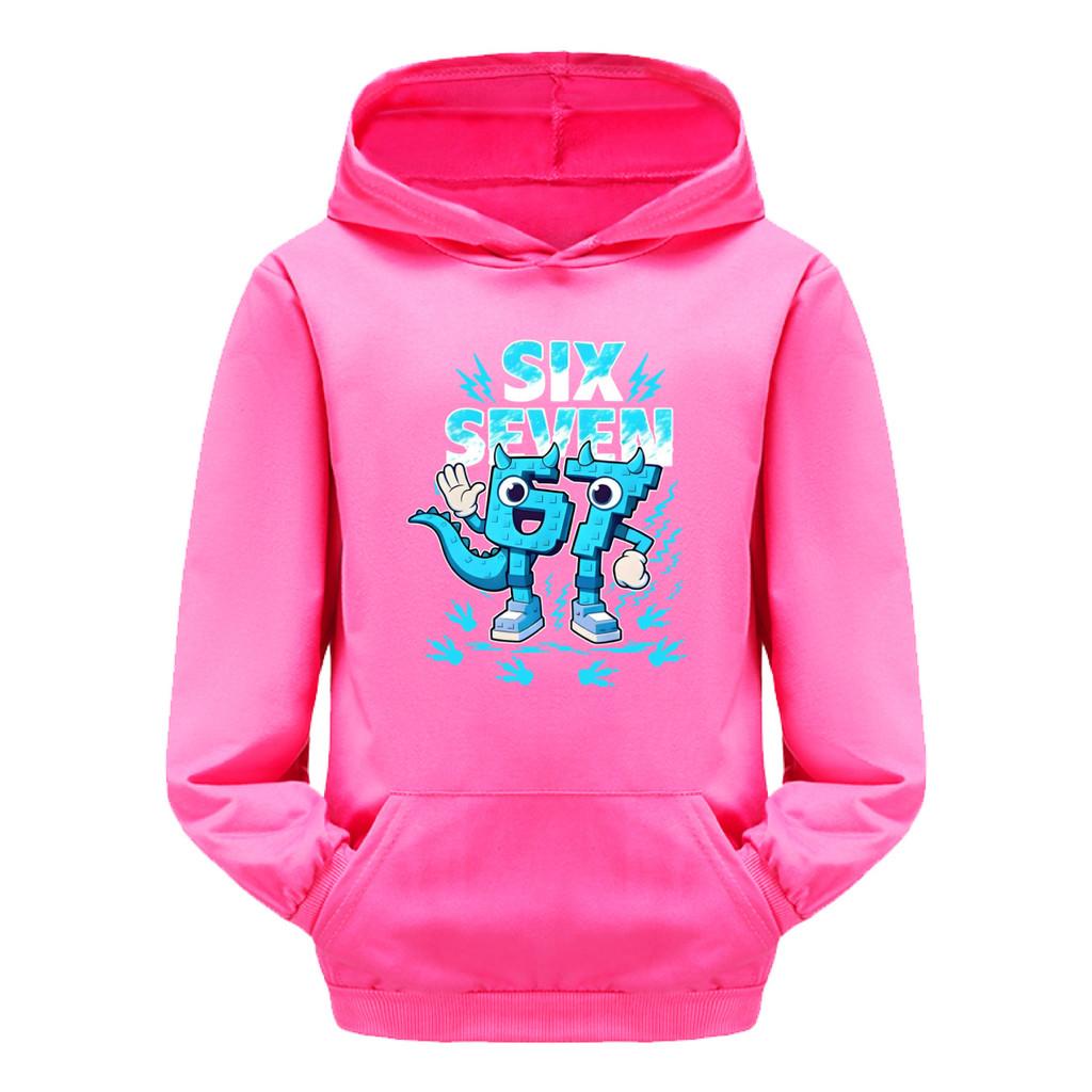 5192 Kinder Jungen Mädchen Steal a Brainrot 67 Six Seven Bedruckter Freizeit-Langarm-Hoodie Top