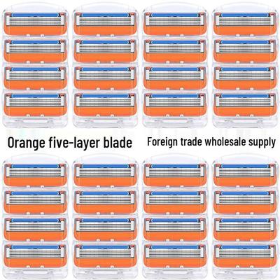 Men's Five-Layer Orange Razor with Manual Old-Fashioned Head