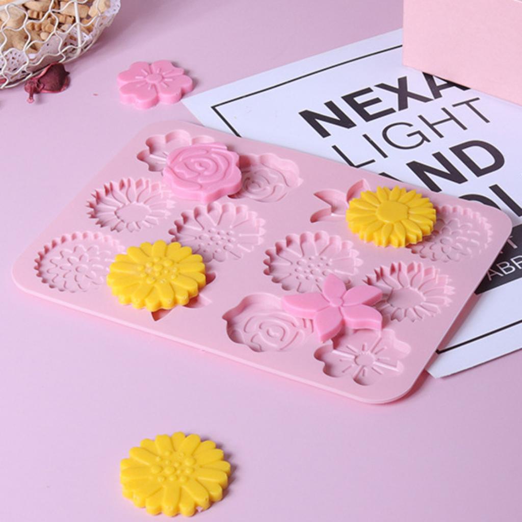 Multicavity Mix Flower Silicone Chocolate Mold Daisy Candy Biscuit Jelly Cake Decor Mould DIY Blossom Soap Candle Mold Ice Tray