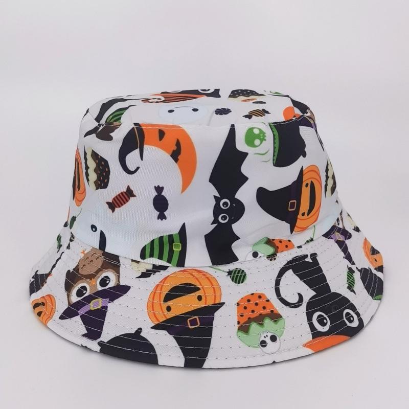 European and American New Halloween Printing Pattern Bucket Hat Graffiti Tie-dye Basin Hat Men and Women Spring and Summer Outdoor Sunscreen