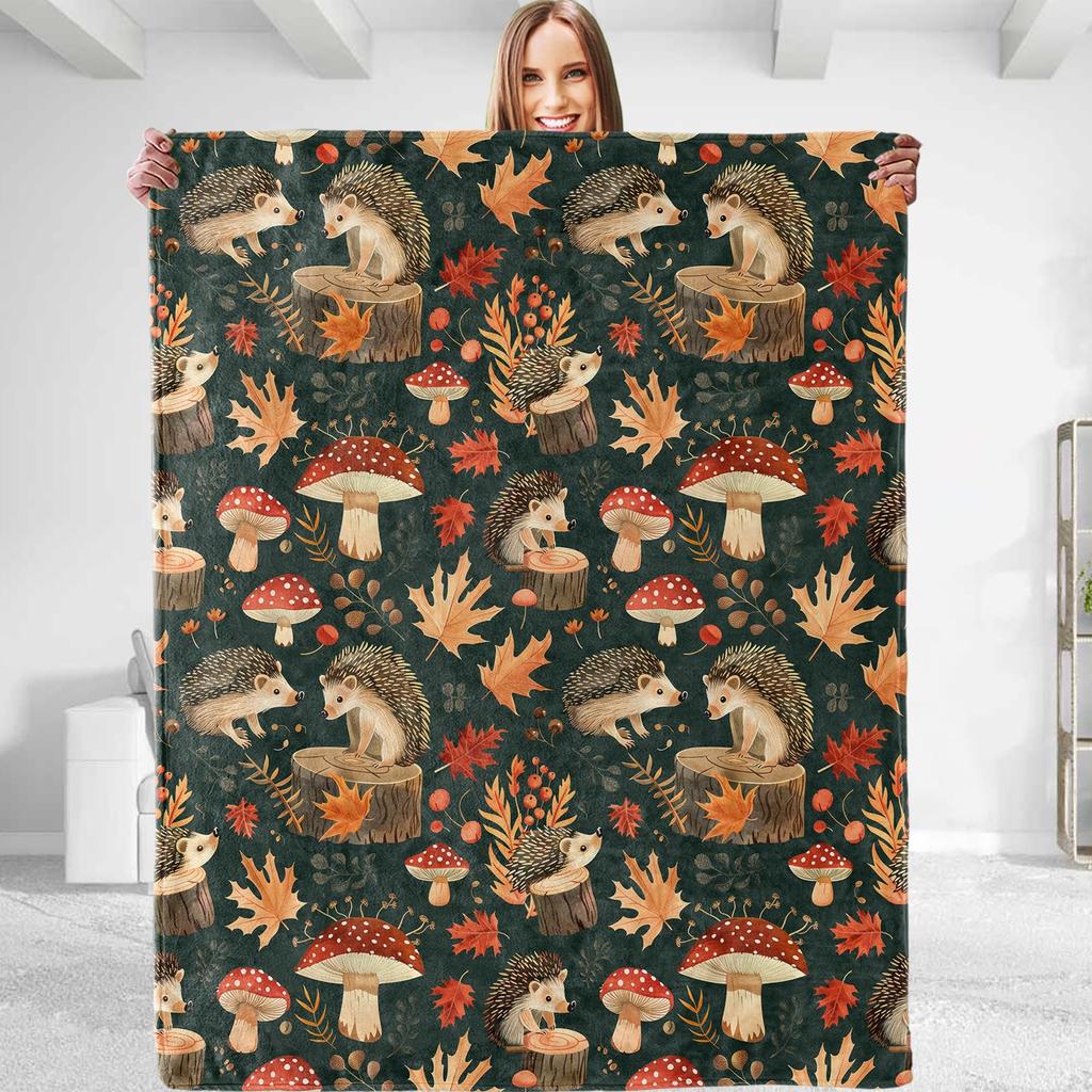 Cute Hedgehog Throw Blanket Super Soft Cozy Lightweight Fuzzy Comfy Flannel Blanket Plush for Couch, Sofa, Bed, Travel, Camping