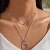 Boho Star Moon Heart Snake Sequin Pendant Necklace Ladies Multilayer Gold Metal Clavicle Necklaces Girls Jewelry