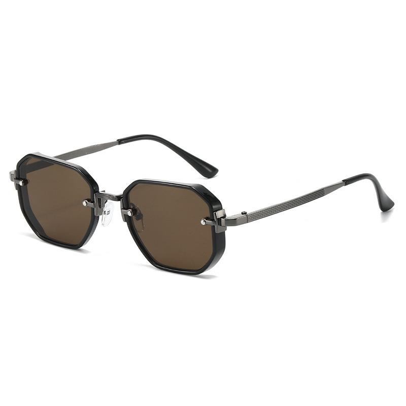 Unisex Polygonal Full Frame Metal Sunglasses Simplicity Trend Street Photography UV Resistant Travel Beach Shades Glasses
