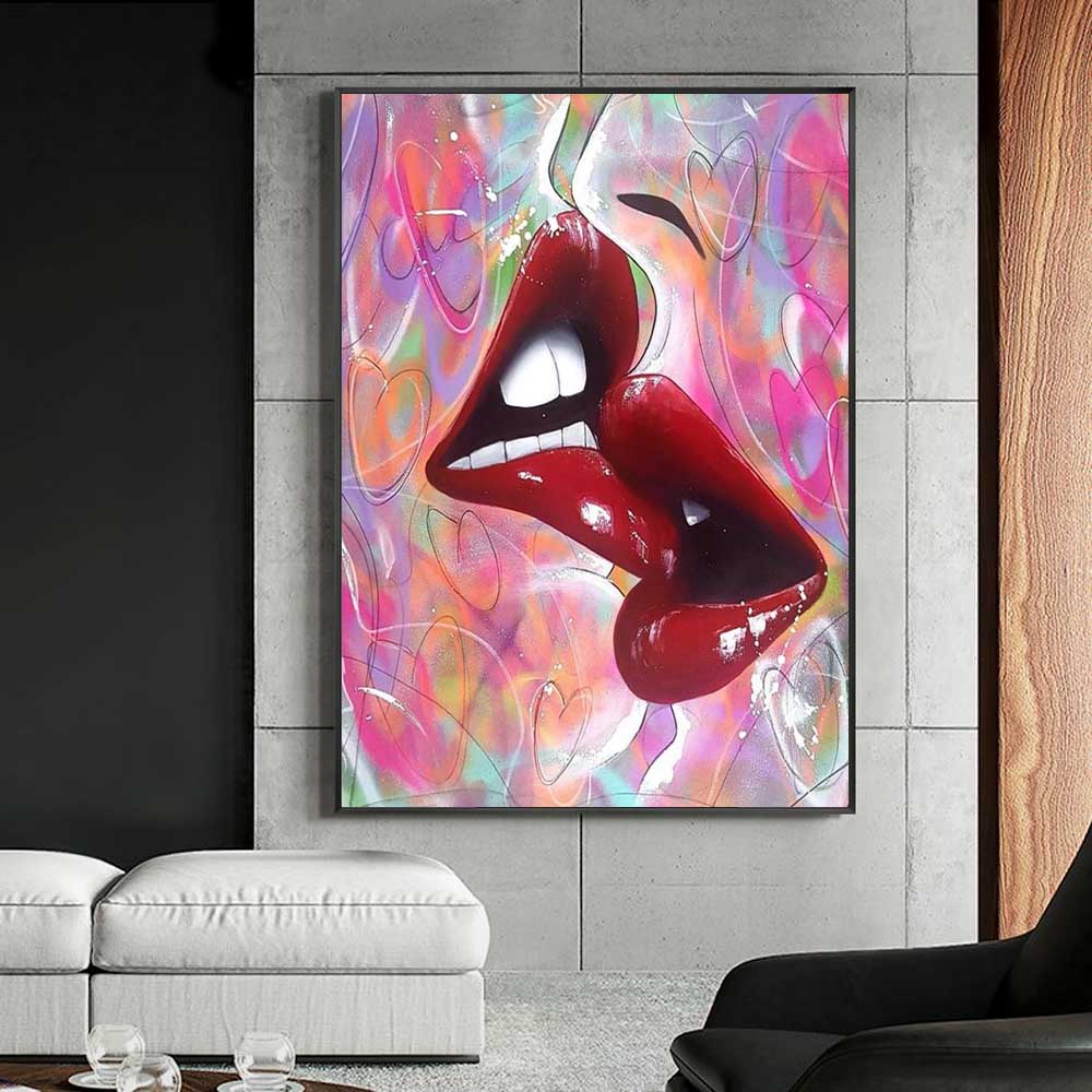 Nordic Graffiti Art Fashion Canvas Painting Sexy Lips Poster Office Wall Painting Living Room Bedroom Home Decoration Mural No Frame