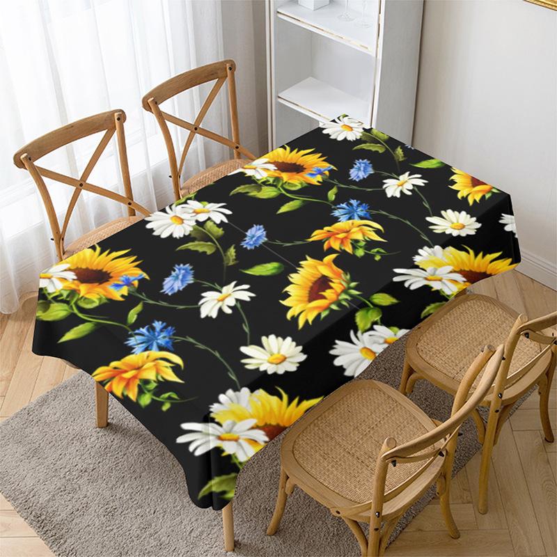 Modern Sunflower Printing Tablecloth Dust Proof Rectangular Table Covers Home Dining Tea Table Decoration