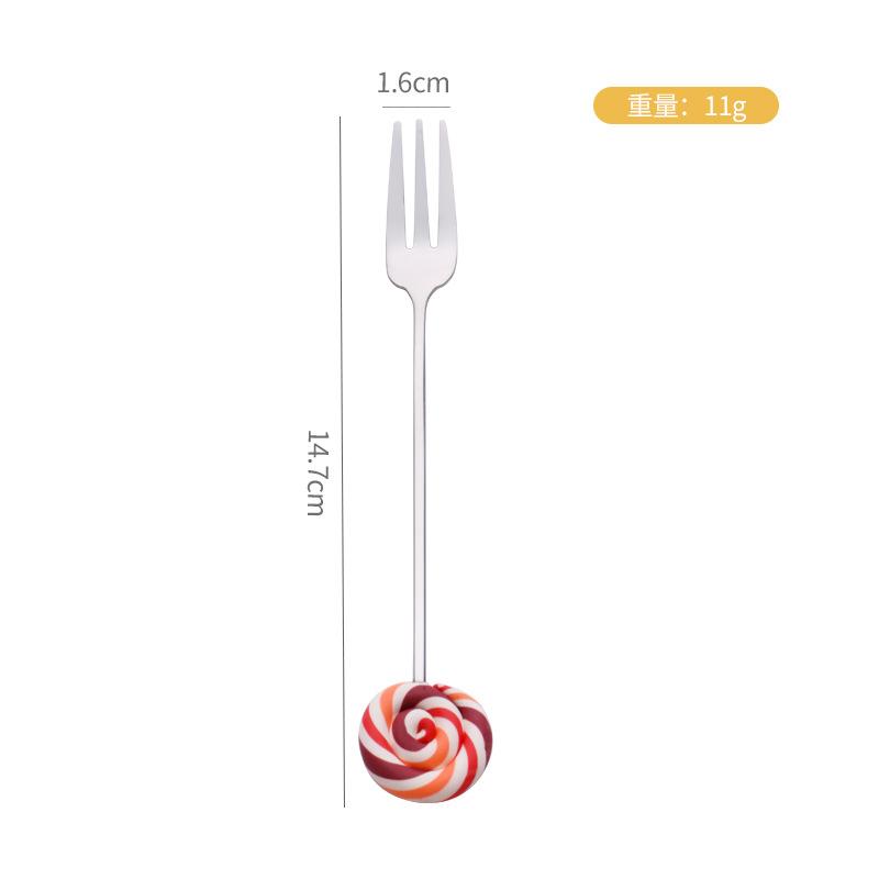 

Creative cartoon lollipop spoon fork cute resin handle dessert spoon household stainless steel fruit fork coffee spoon
