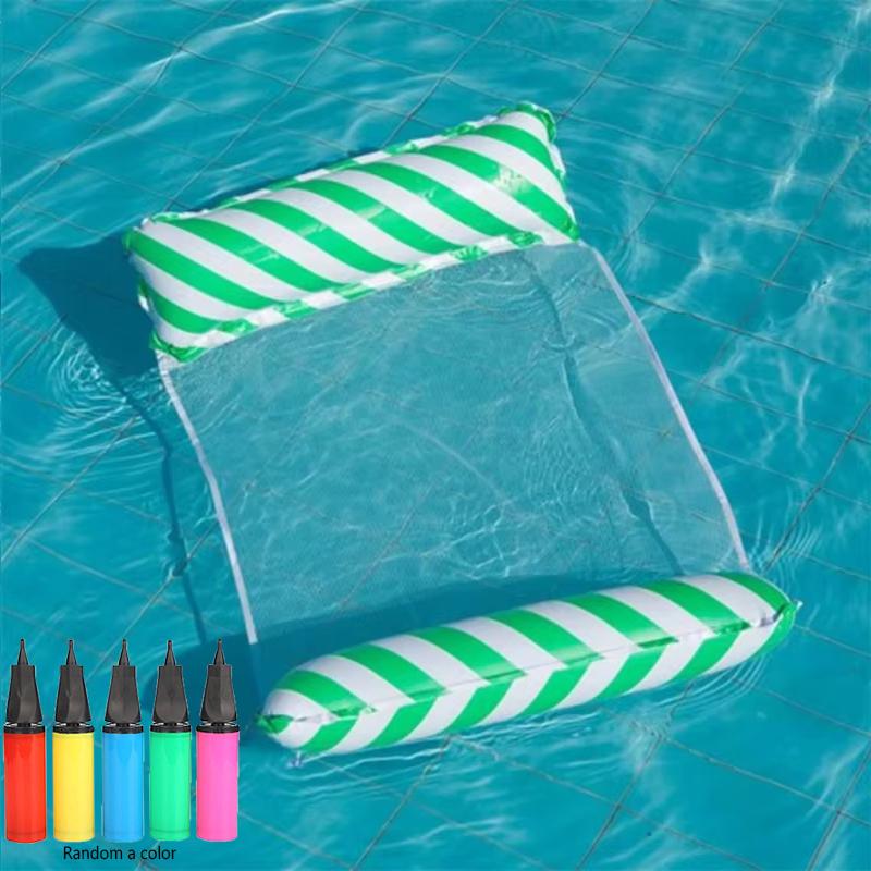 

Inflatable Water Hammock Recliner Foldable Swimming Air Mattress Floating Lounger for Adults Kids Pool Beach Party Swimming Mat зелений