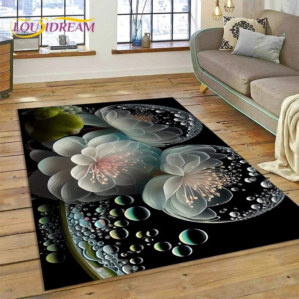 Rose Flowers Nordic Love Romantic Carpet Rug for Bedroom Living Room Home Sofa Decoration,Children Game Large Decor Floor Mat