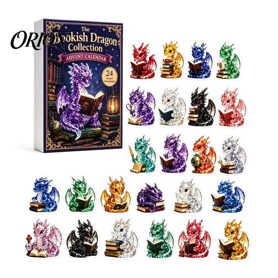 Holiday Gift Box for Kids Crystal Dragon Advent Calendar 2026, 24 Days Fantasy Reading Book Countdown Calendar, 2D Flat Acrylic Hanging Ornaments Pcs