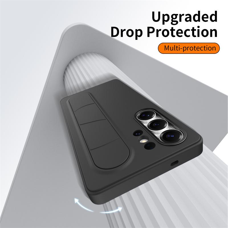 Smart Silicone Wristband Bracket Phone Case For Samsung Galaxy S23 S24 S25 S26 Ultra Plus Intellgent Control Buttons TPU Cover