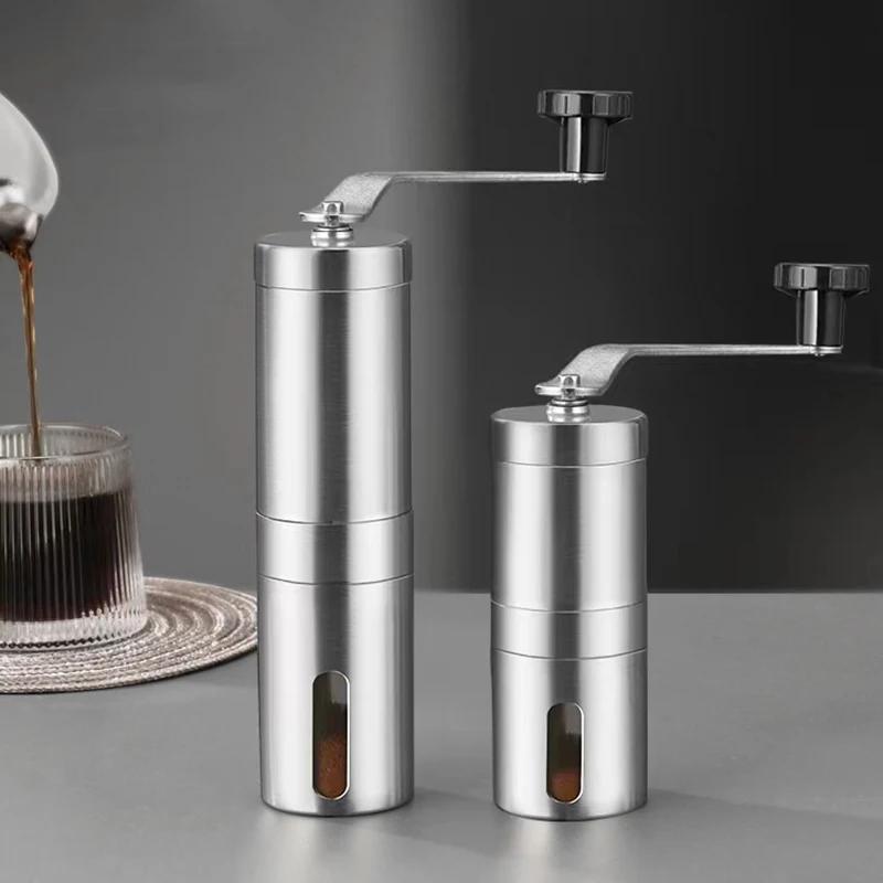 Stainless Home Portable Manual Coffee Grinder Hand Coffee Mill with Ceramic Burrs Adjustable Settings Portable Hand Crank Tools
