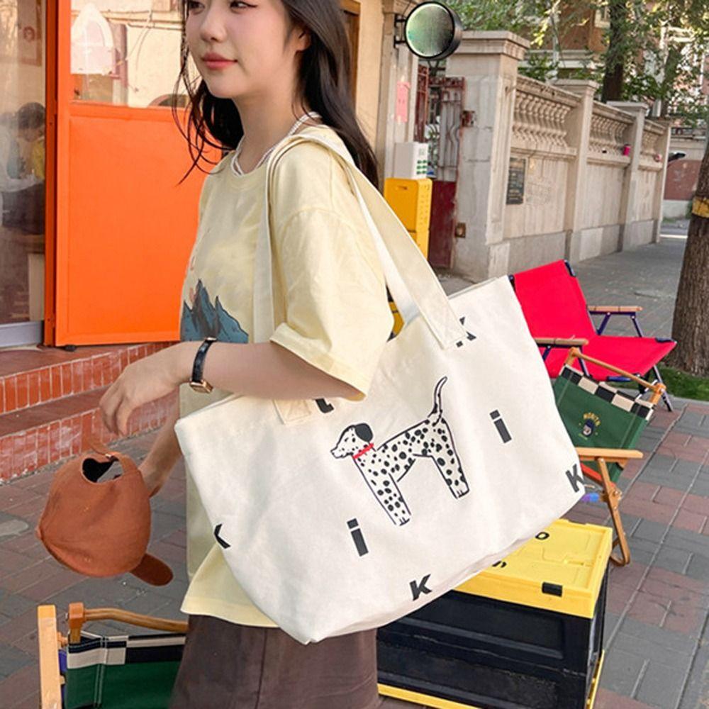 

Animal Letter Shoulder Bag Dot Dog Handbag Temperament Canvas Tote Bag Girl/Ladies