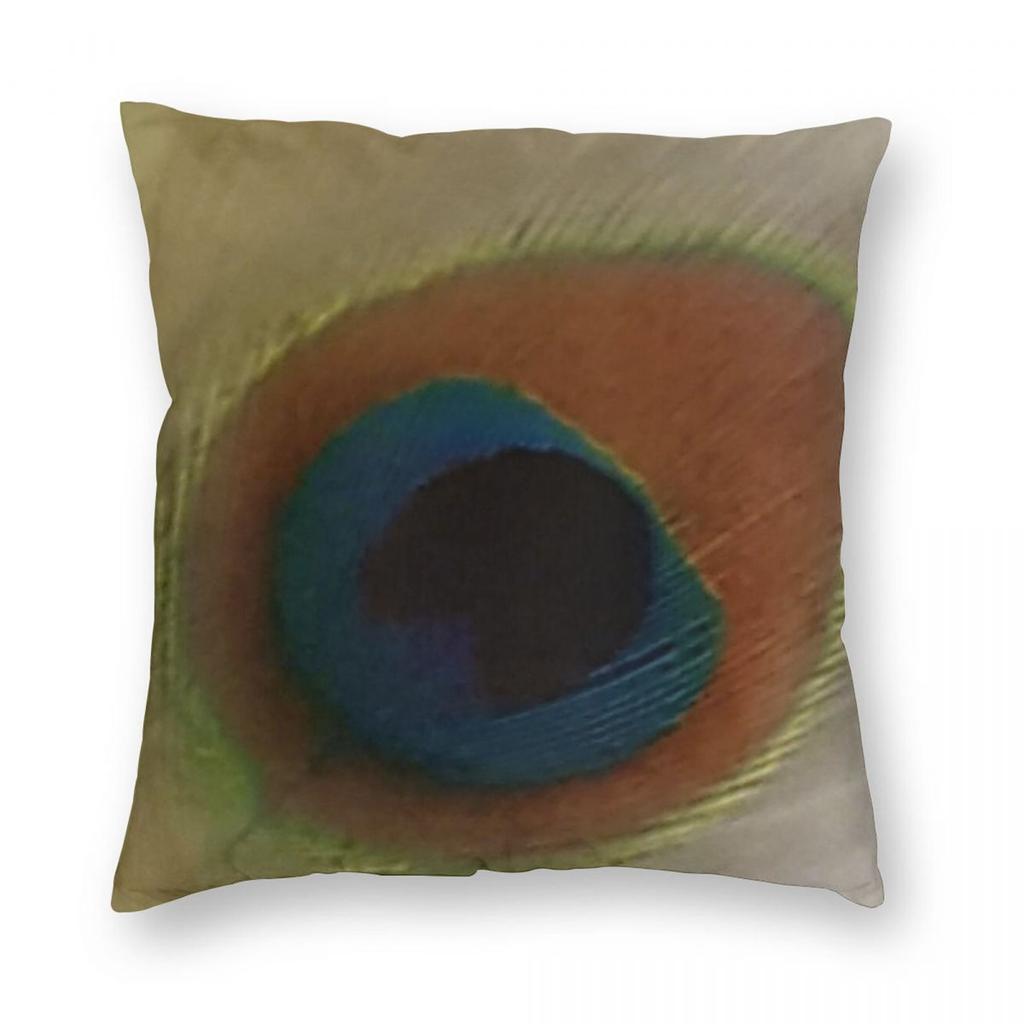 Peacock Eye Feather Square Pillowcase Polyester Linen Velvet Printed Zip Decor Throw Pillow Case Home