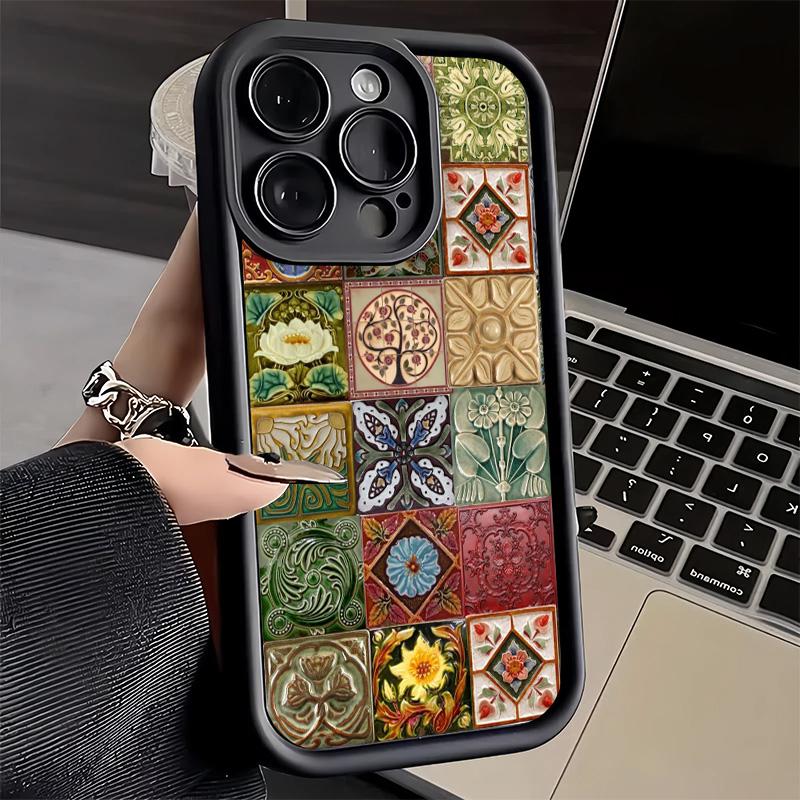 Phone Case for iPhone 17 Air 16E 15 16 Pro Max Italian Sicilian Style Floral Pattern Cover 14 Plus 13 12 Mini Soft Shell Silicon