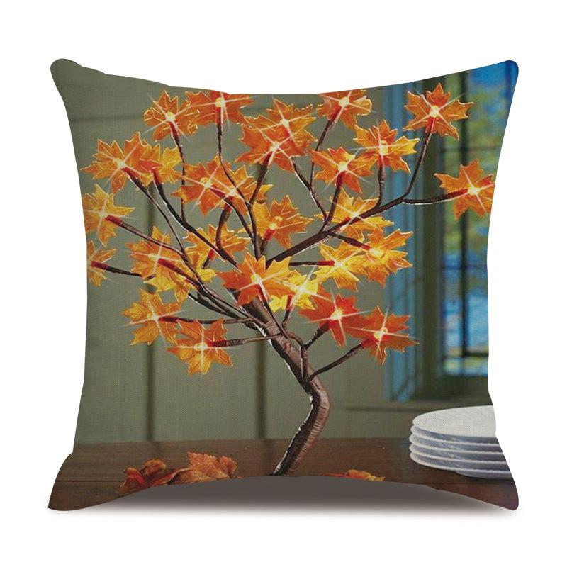 

Подушка из льна на День благодарения, осенняя наволочка с принтом тыквы 45X45 without pillow core