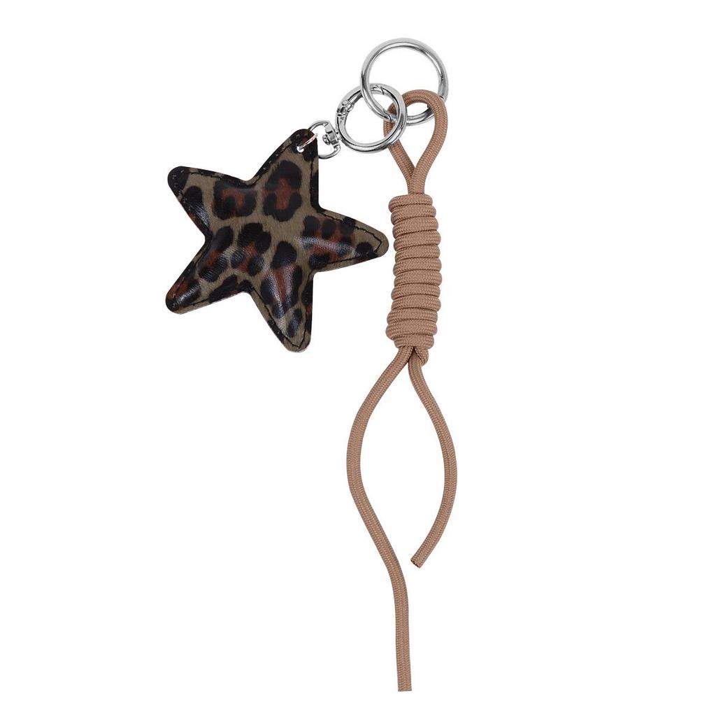 Miu Style Multicolor Leopard Heart & Star Charm Keychain