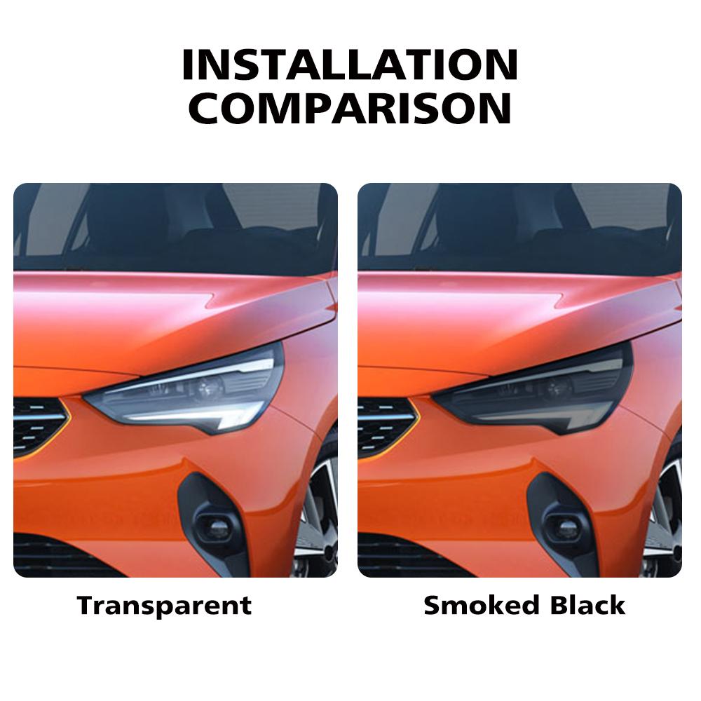 Für Opel Corsa F 2019-2026 Rauchschwarz Hochglanz TPU Scheinwerfer PPF Folie Vorgeschnitten Kratzfest Schutz Vinyl Wrap Abdeckungs-Kit
