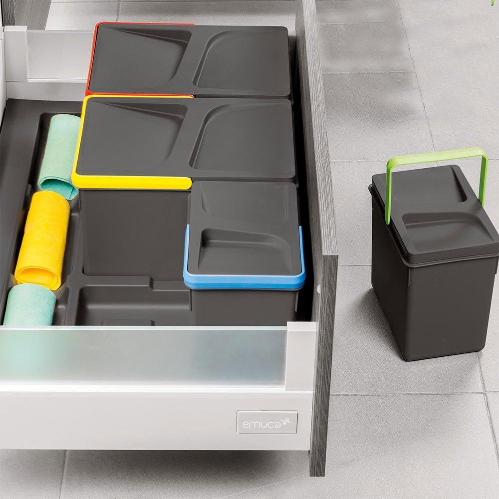 Emuca Ensemble de recyclage moderne waste bin set 24-44L grey anthracite