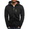 2026 Zipper Hooded Coat Solid Color Men Long Sleeve Hoodies Slim Fit Male Oversize Sport Sweatshirts